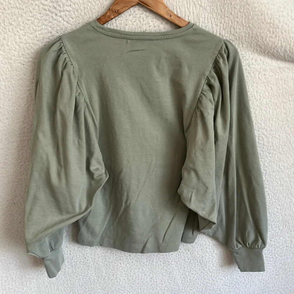 Banana Republic Sage Green Puff Sleeve Blouse